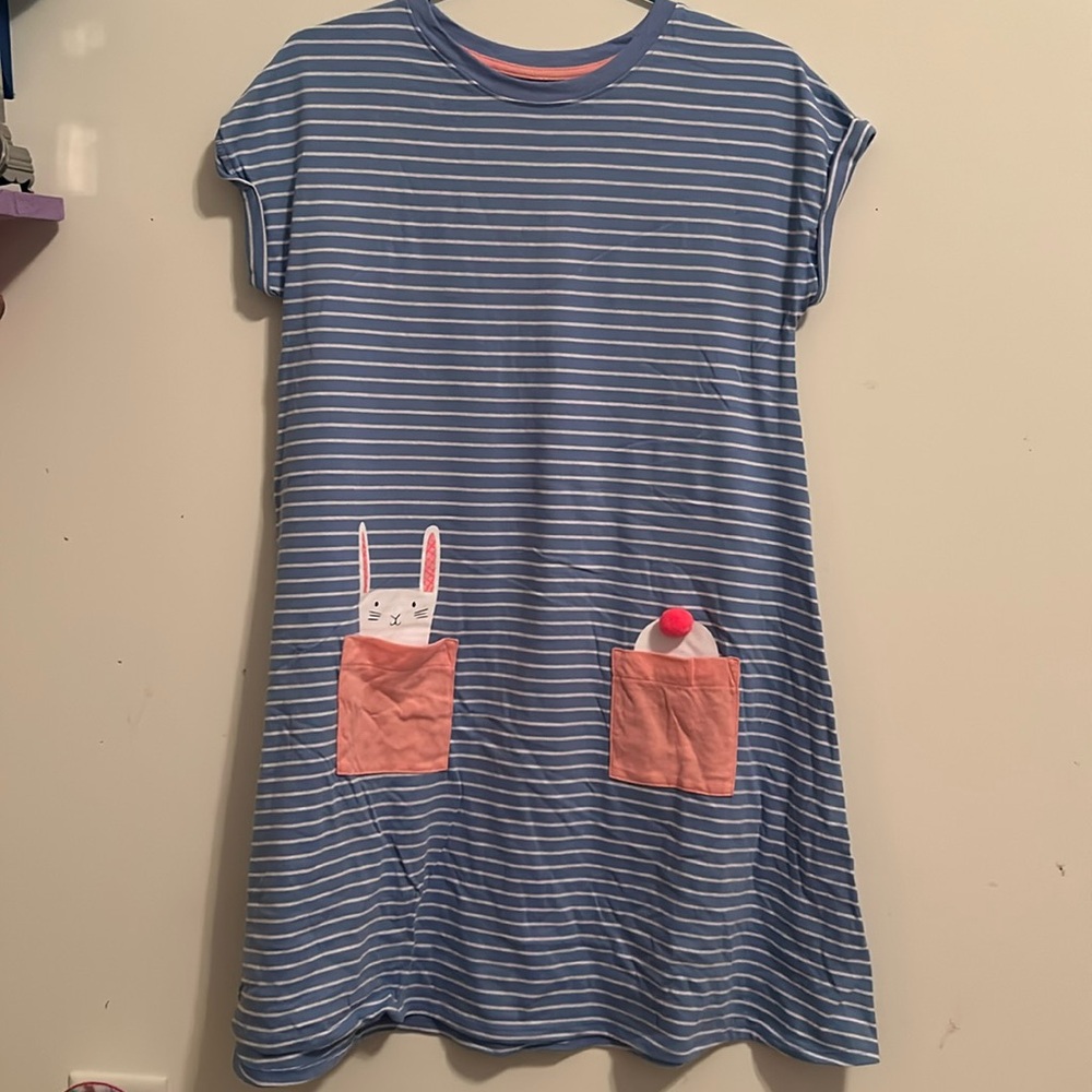 Girl’s 14/16 Blue Striped Bunny Cat&Jack Dress